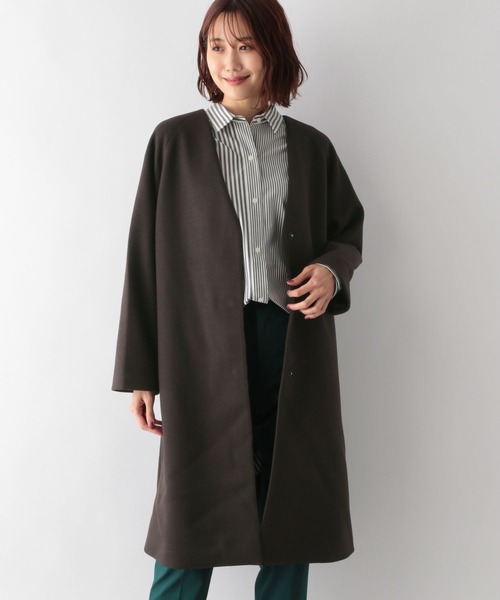 GLOBAL WORK（グローバルワーク） ノーカラーコート MEDIUM モカ