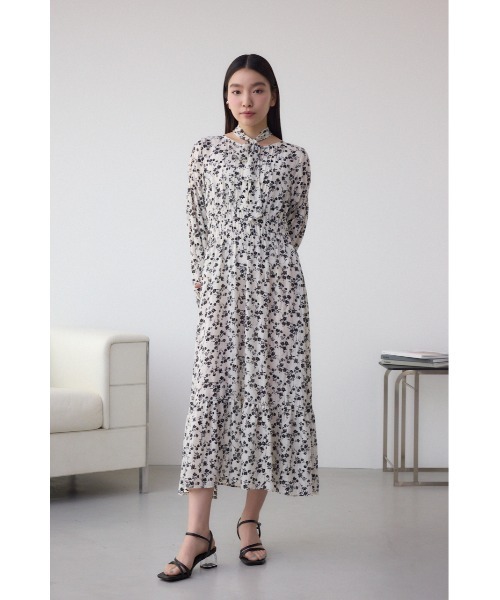 AZUL BY MOUSSY ワンピース シアーチェックフラワー柄ワンピース
