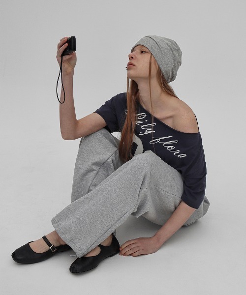tシャツ 「MADE」 プリピーボートネックプリント半袖Tシャツ レディース BLACKUP tシャツ 「MADE」 プリピーボートネックプリント半袖T