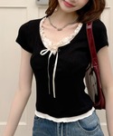 ヘンリーネック tシャツ 半袖 レイヤード風 ...の詳細画像2
