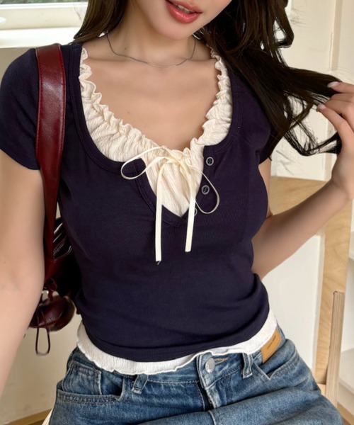 tシャツ 「洗える」レイヤード風カットソー レディース one way tシャツ レイヤード風カットソー レディース : ZOZOTOWN