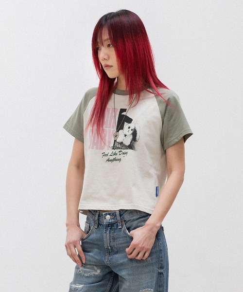 tシャツ A'GEM/9 × .kom 「ISTKUNST/イストクンスト」 STAR BABY CROP RAGLAN TEE/スター ベイビー ク ISTKUNST tシャツ A'GEM/9 × .kom 「ISTKUNST/イストクンスト