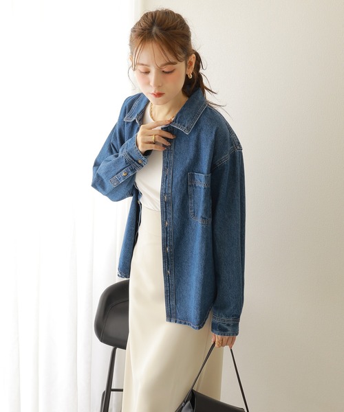 ブラウス シャツ regular collar denim shirt /レギュラーカラー デニム シャツ レディース ブラウス シャツ regular collar denim shirt /レギュラーカラー