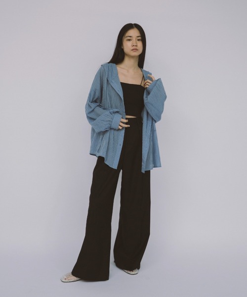 duei ブラウス シャツ チェックフーディーシャツ レディース