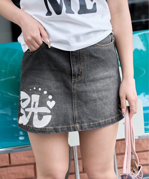 shrita（シュリータ） スカート shritaロゴデニムミニスカート キッズ