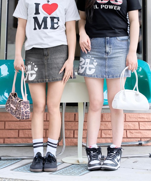 JSG 姫ギャル デニムスカート ミニ shrita（シュリータ） スカート shritaロゴデニムミニスカート キッズ