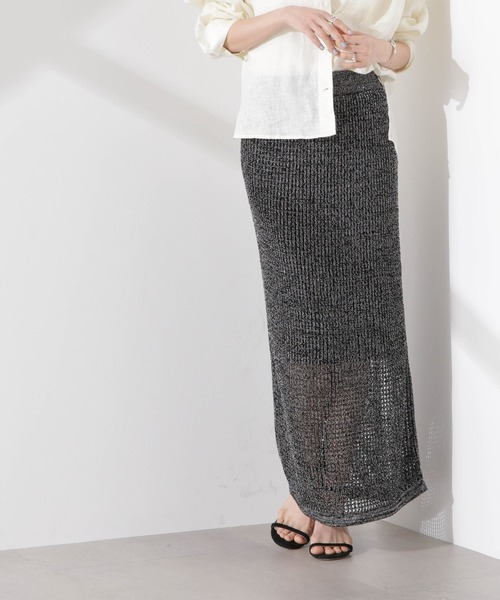 NANO universe（ナノ・ユニバース） スカート ラメメッシュニット