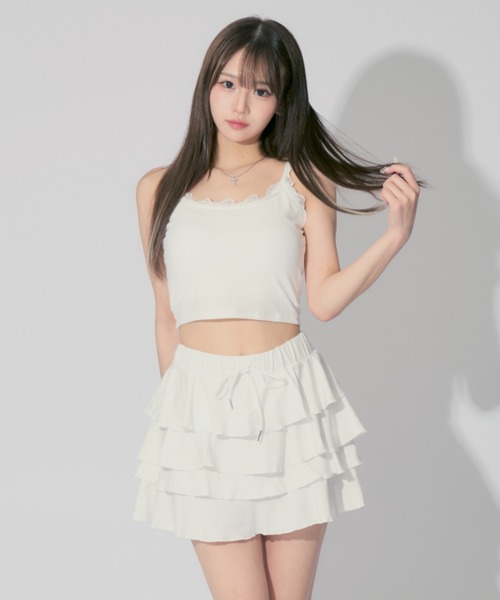 JilLA カップ付き キャミソール 「2点セット」Frilled Cami ＆ Tiered 