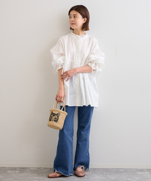U by SPICK&SPAN ブラウス シャツ 「WEB限定/」スタンドカラー