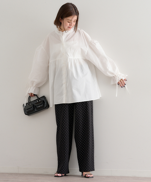 U by SPICK&SPAN ブラウス シャツ 「WEB限定/」スタンドカラー