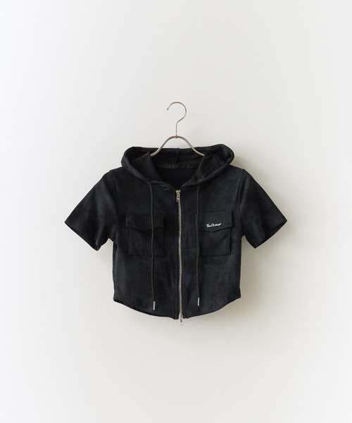 トップス double zip short hoodie Chick tシャツ Hooded Double Zip Top / フード付き ダブル
