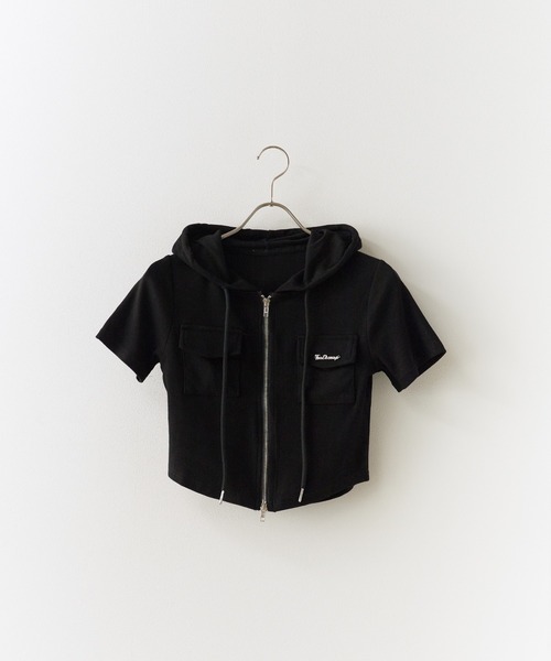 トップス double zip short hoodie double zip short hoodie