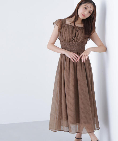 【新品】ナチュラルビューティーベーシック　シアードットシャーリングワンピース NATURAL BEAUTY BASIC ワンピース シアードットシャーリング