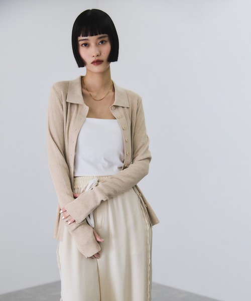 ADAM ET ROPE'（アダムエロペ） カーディガン ポロニットリブ