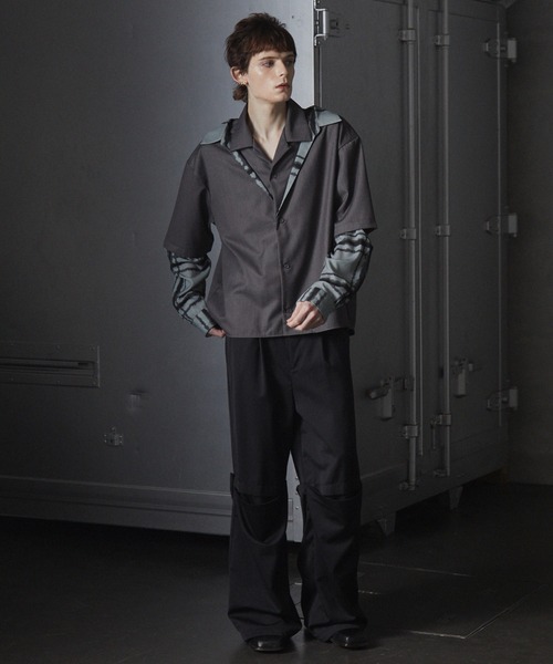 GRANCY シャツ 「GRANCY」Layered Design Open Collar Shirt