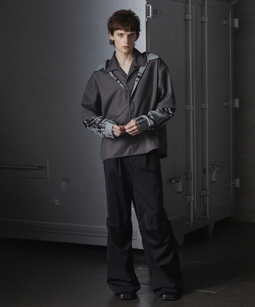 GRANCY シャツ 「GRANCY」Layered Design Open Collar Shirt