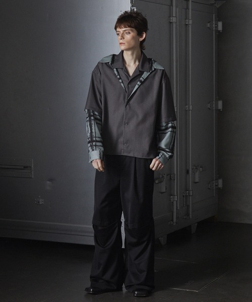 GRANCY シャツ 「GRANCY」Layered Design Open Collar Shirt