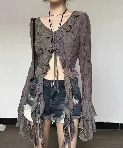 グランジ　ロンT フェアリーグランジ 入荷待y2k フェアリー グランジ 平成 パンク ロック 十字架 袖羽