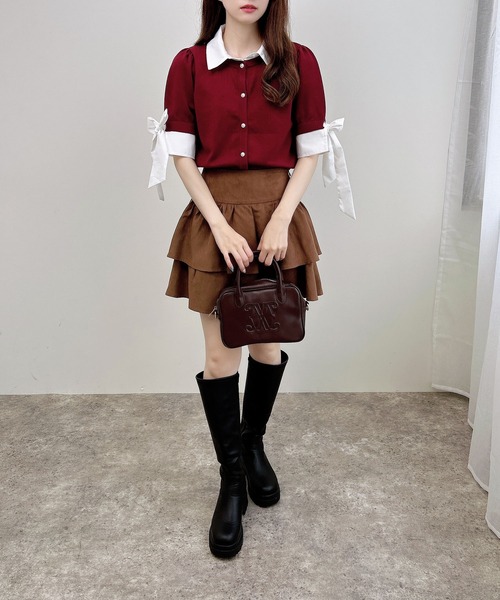 袖リボンレイヤードリブニット rps｜袖リボンニットプルオーバー | Rakuten Fashion(楽天ファッション