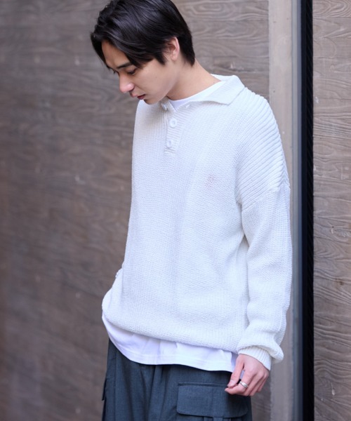 link lot セーター ニット 「25年秋冬新作」オーバーサイズポロ襟畔