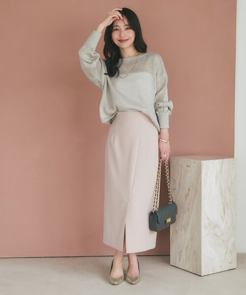 ラメ天竺シアーニット　ブラウン La boutique Bonbon（ラブティックボンボン） ニット セーター 「お