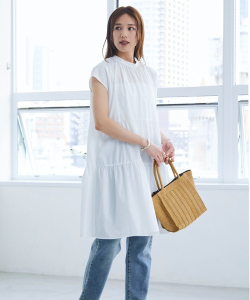 「ECRIRE」 ノースリーブワンピース M オフホワイト レディース_画像3