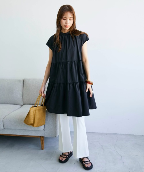 「ECRIRE」 ノースリーブワンピース M オフホワイト レディース_画像9