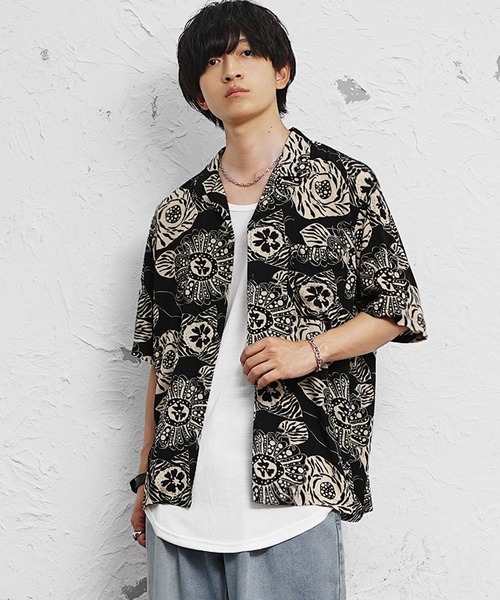 MinoriTY（マイノリティ） シャツ 「MinoriTY」総柄オープンカラー半袖