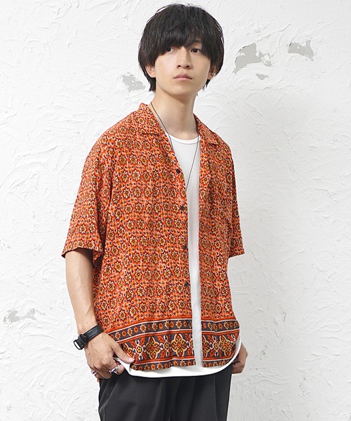 MinoriTY（マイノリティ） シャツ 「MinoriTY」総柄オープンカラー半袖