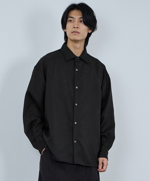 Ma deshabille ブラックウール長袖シャツ URBAN COLLECTION（アーバンコレクション） シャツ ラクウール ルーズ