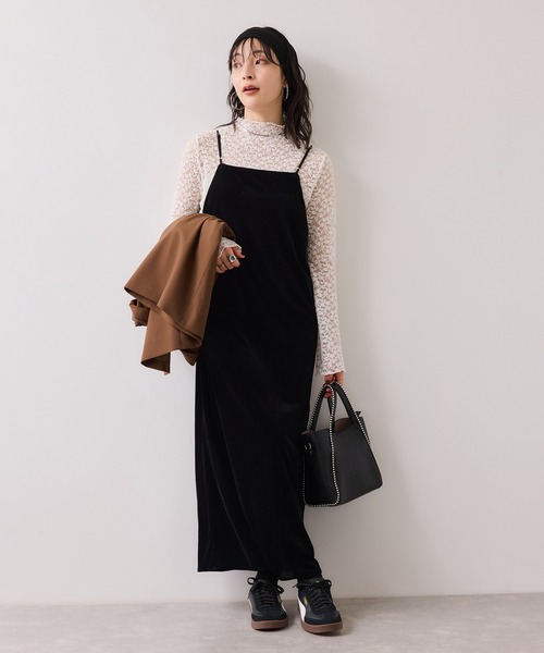 VIS（ビス） ワンピース 刺繍アソートベロアキャミワンピース/2WAY