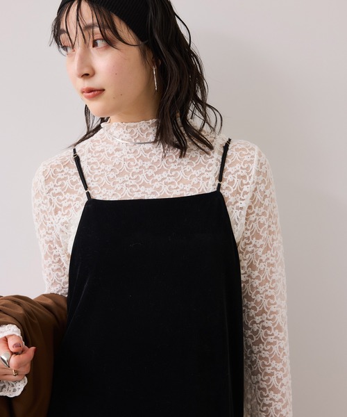 VIS（ビス） ワンピース 刺繍アソートベロアキャミワンピース/2WAY