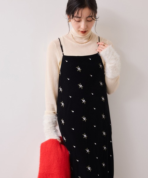 VIS（ビス） ワンピース 刺繍アソートベロアキャミワンピース/2WAY