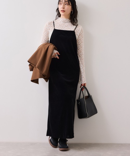 VIS（ビス） ワンピース 刺繍アソートベロアキャミワンピース/2WAY