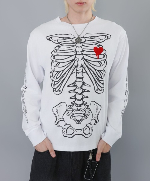 SPINNS（スピンズ） tシャツ 短丈ロングスリーブTシャツ/ボーン/骨