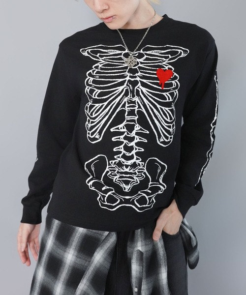 SPINNS（スピンズ） tシャツ 短丈ロングスリーブTシャツ/ボーン/骨