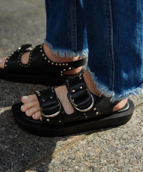 「CAMINANDO」 フラットサンダル 37 ブラック レディース_画像4