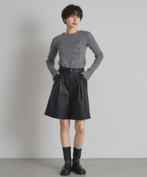 &. NOSTALGIA（ノスタルジア） パンツ フェイクレザーハーフパンツ