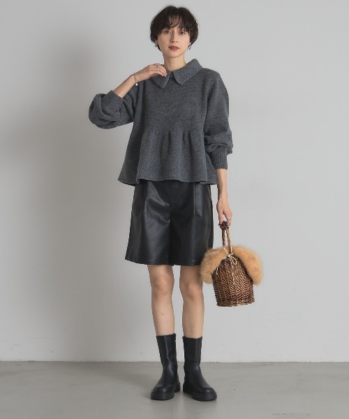 &. NOSTALGIA（ノスタルジア） パンツ フェイクレザーハーフパンツ