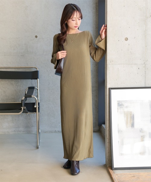 ワンピース 「 低身長向けサイズ 」 選べる着丈 フレアスリーブ