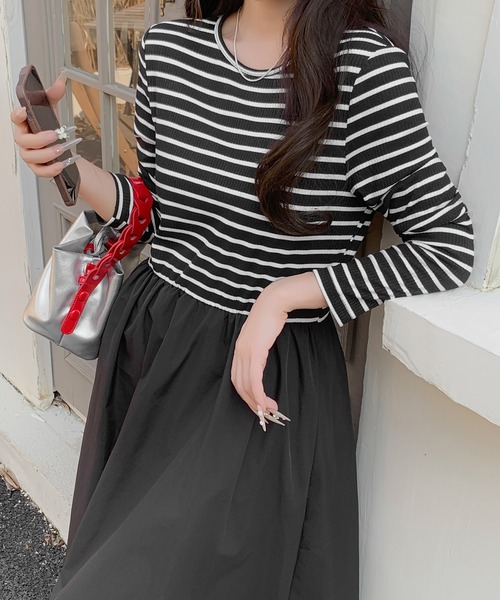 ワンピース ドッキング長袖ワンピース「撥水加工」 : ZOZOTOWN Yahoo