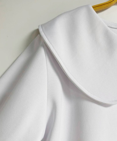 ブラウス シャツ ラウンドカラーパフスリーブブラウス レディース