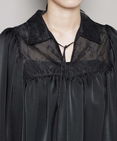 NANO universe（ナノ・ユニバース） ブラウス シャツ レースコンビ