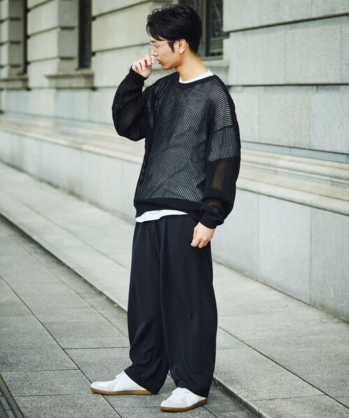 「HINSON」 長袖ニット LARGE オフホワイト メンズ_画像3