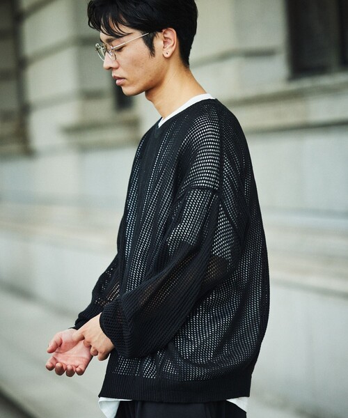 「HINSON」 長袖ニット LARGE オフホワイト メンズ_画像6