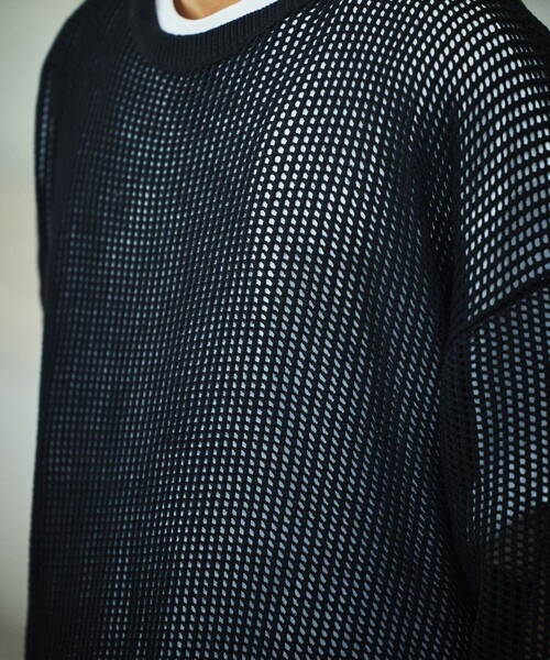 「HINSON」 長袖ニット LARGE オフホワイト メンズ_画像7