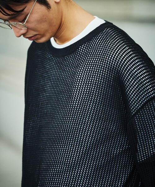 「HINSON」 長袖ニット LARGE オフホワイト メンズ_画像9