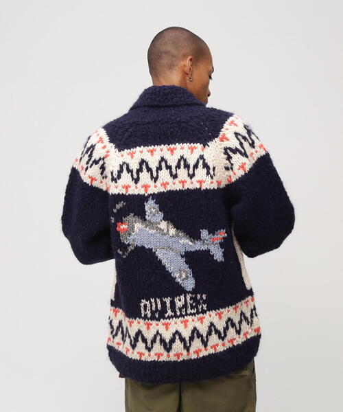 AVIREX Sport アヴィレックス ビッグロゴ カウチンセーター M 古着 AVIREX（アヴィレックス） セーター ニット HAND MADE ALPACA COWICHAN