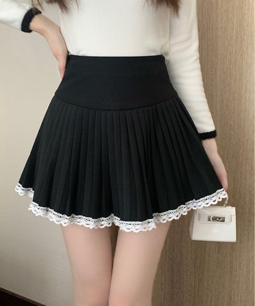 スカート レース パイピング ミニ プリーツ : ZOZOTOWN Yahoo!店