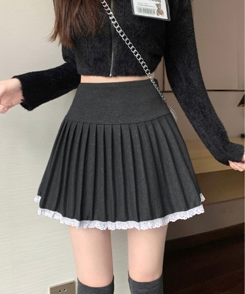 スカート レース パイピング ミニ プリーツ : ZOZOTOWN Yahoo!店